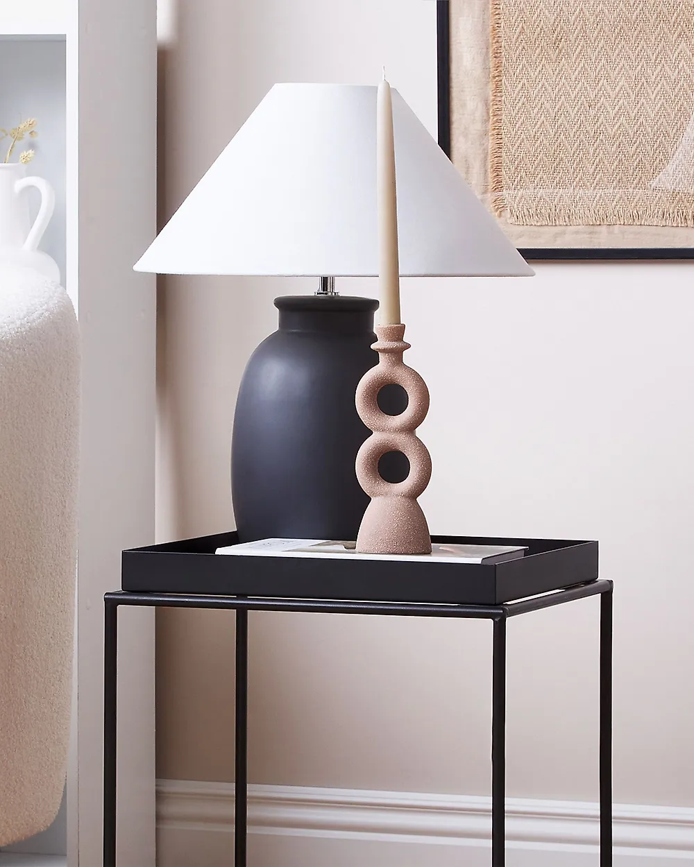 Kynttilänjalka NAOUSA 23 cm Keramiikka Beige_1182333