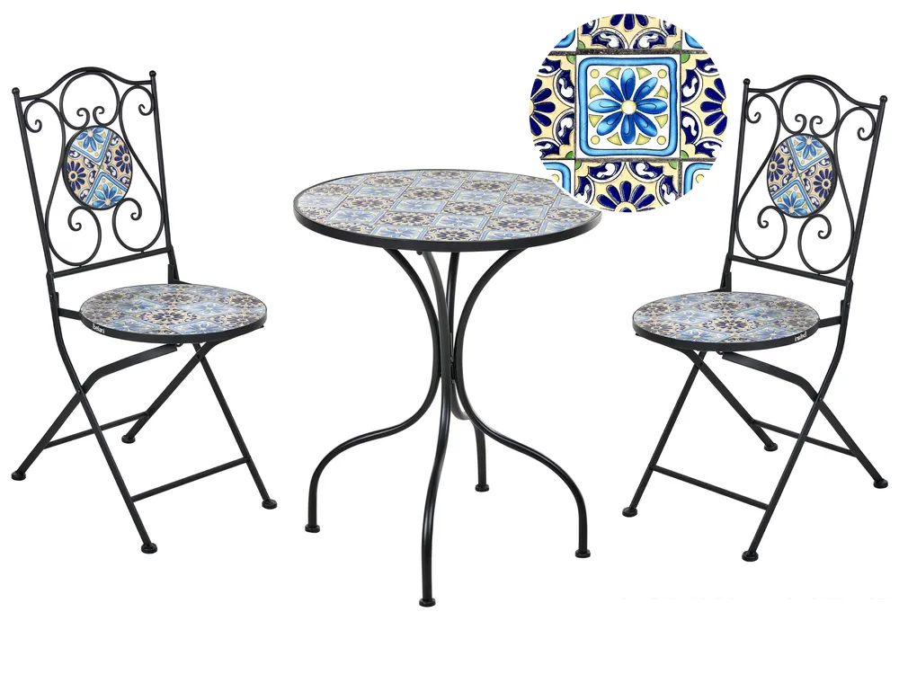 Bistro Set Folding AGGIUS Metal Black