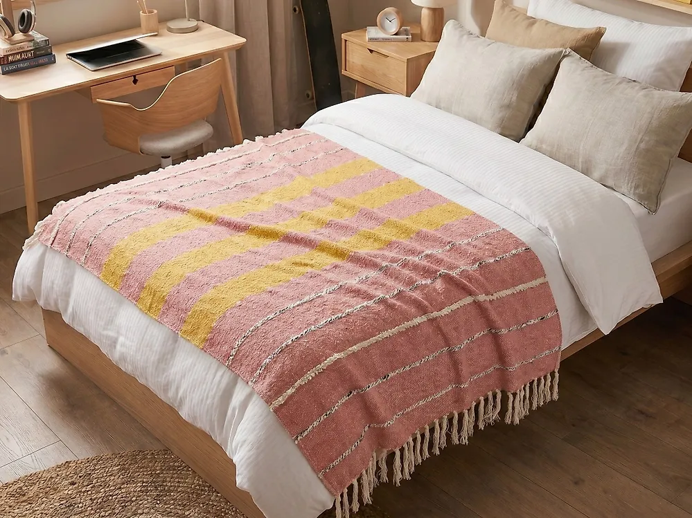 Torkkupeitto NAIKHU Puuvilla 130 x 170 cm Vaalea punainen_1179013