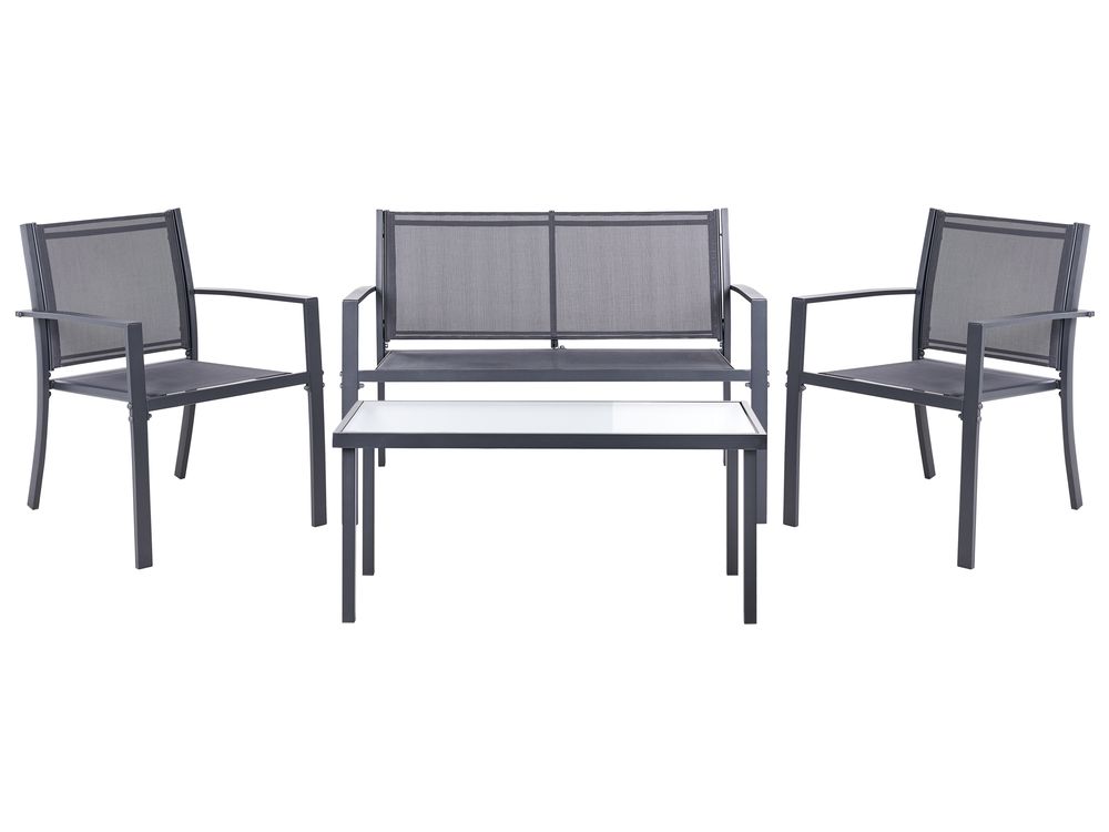Garden Lounge Set with Table 4 Seater TAVOLETO Metal Dark Grey
