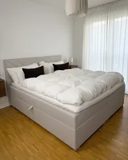 Divan Bed with Storage ESQUIRE Fabric Off-White 180 x 200 cm (EU Super King)_1031487