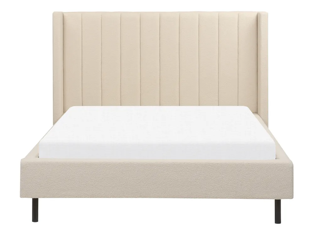 Bed Boucle VILLETTE 140 x 200 cm (EU Double) Beige_882667