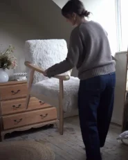 Fåtölj LEKNES Fuskpäls Ljusbeige_1051240