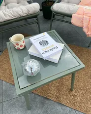 Garden Lounge Set with Table 2 Seater MOLVENO Metal Beige/ Green_1084602