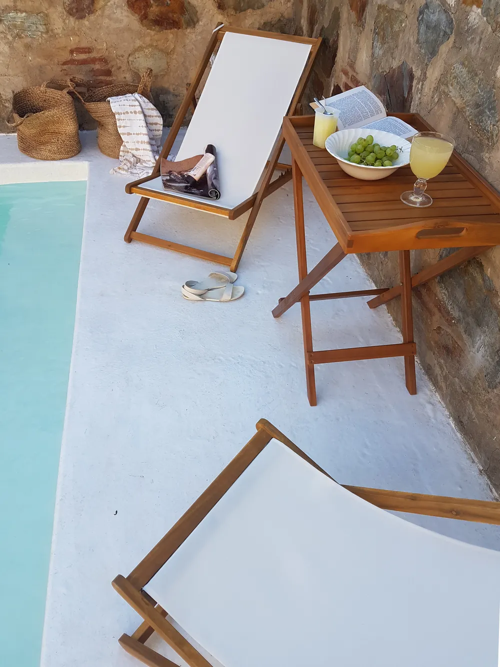 Folding Deck Chair AVELLINO Acacia Wood Off-White_809396