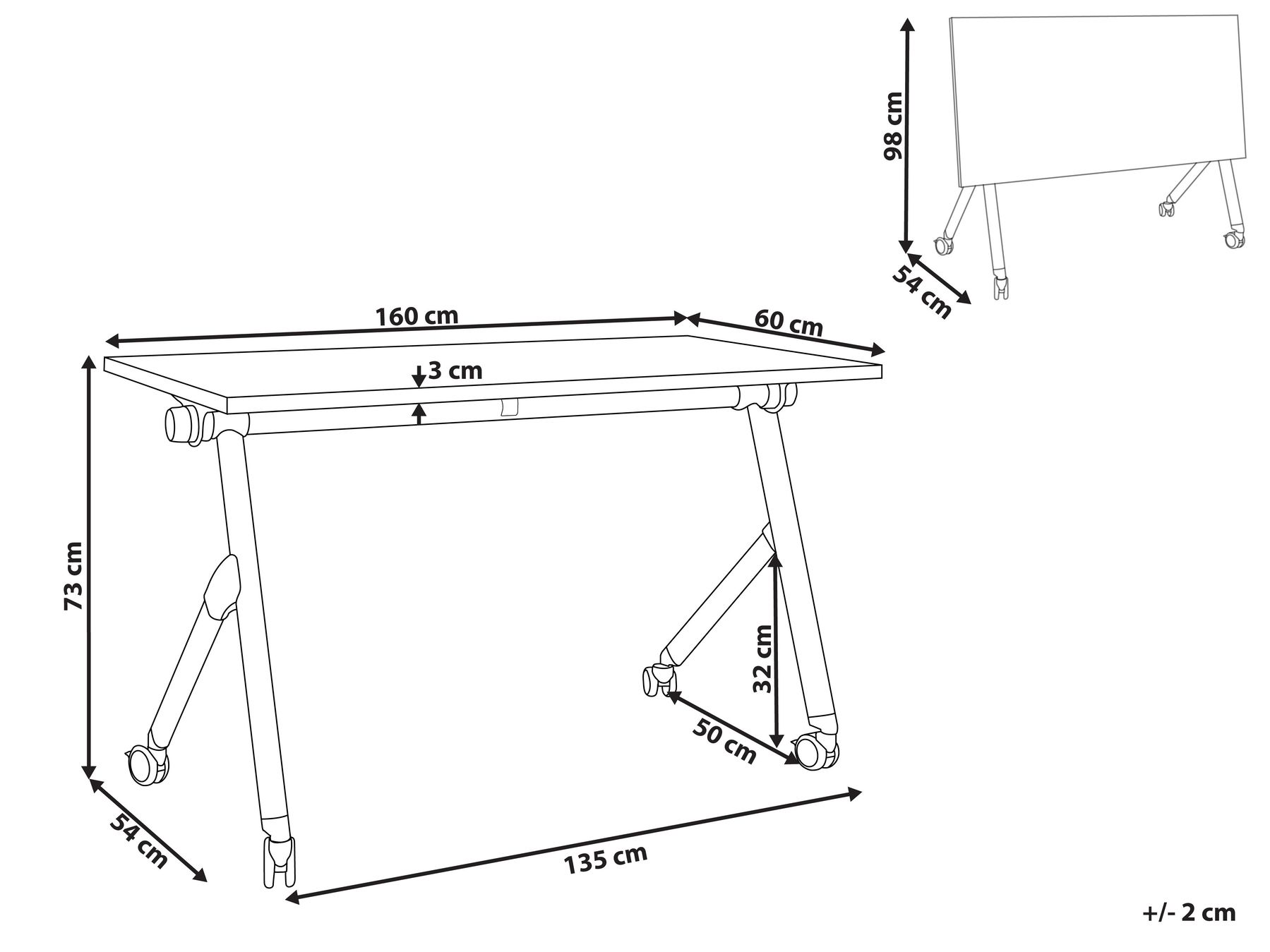 Työpöytä taitettava BENDI 160 cm 60 cm Tummanruskea_1030694