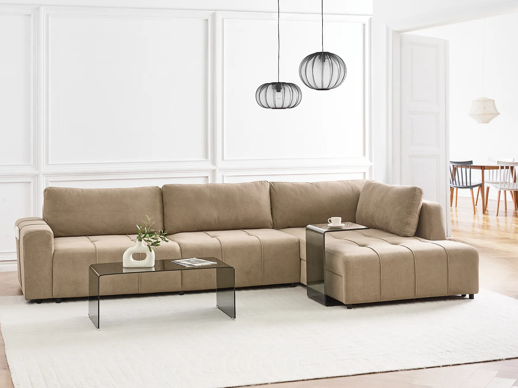 Hörnbäddsoffa 4-sits INNVIK Brun Vänstervänd_965155