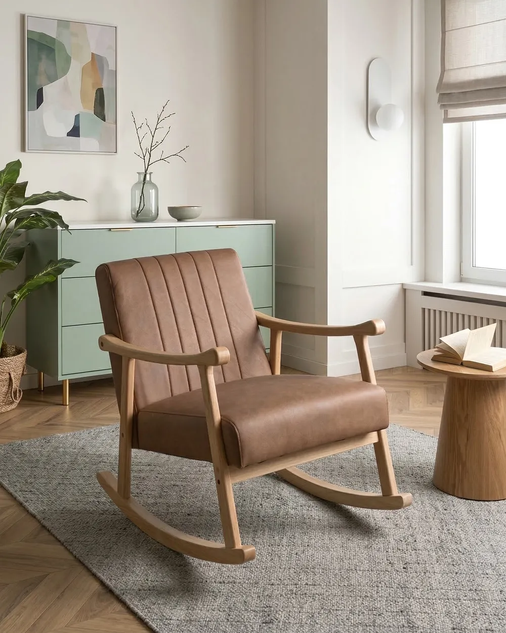 Rocking Chair LEKNES Faux Leather Brown
