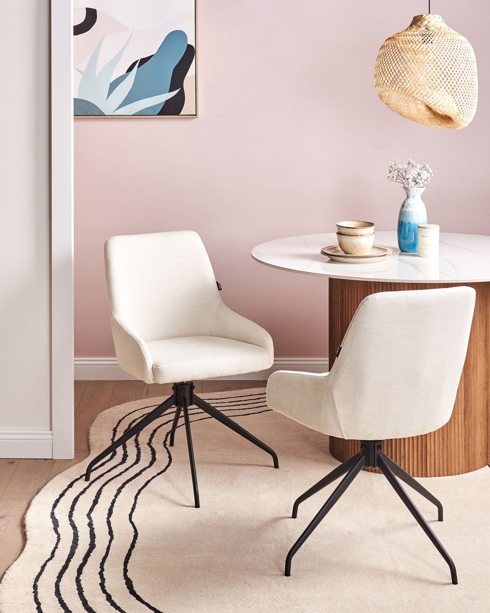 Set med 2 matstolar Vridbar JENNER  Off-White