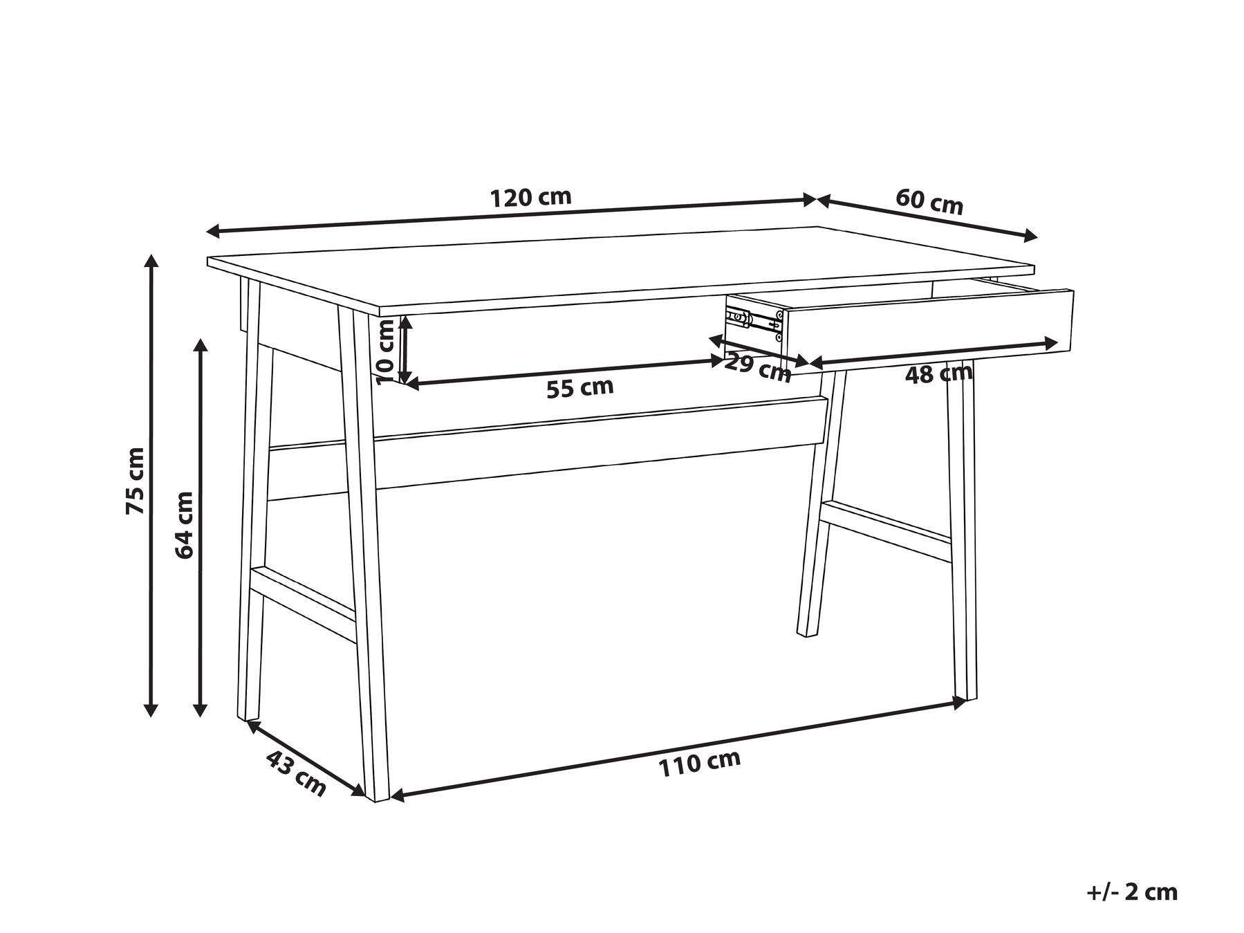 Home Office Desk THESLAY 120 cm 60 cm Light Brown/ White_1068900