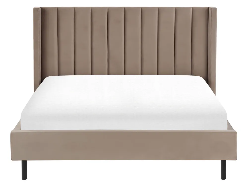 Bed Velvet VILLETTE 160 x 200 cm (EU King Size) Taupe_885599