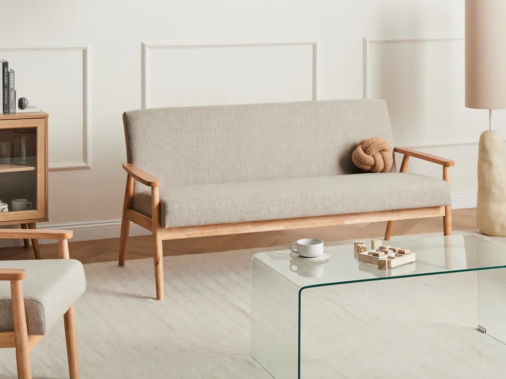 Sofa 3 Seater ESRUM Fabric Light Brown/ Grey