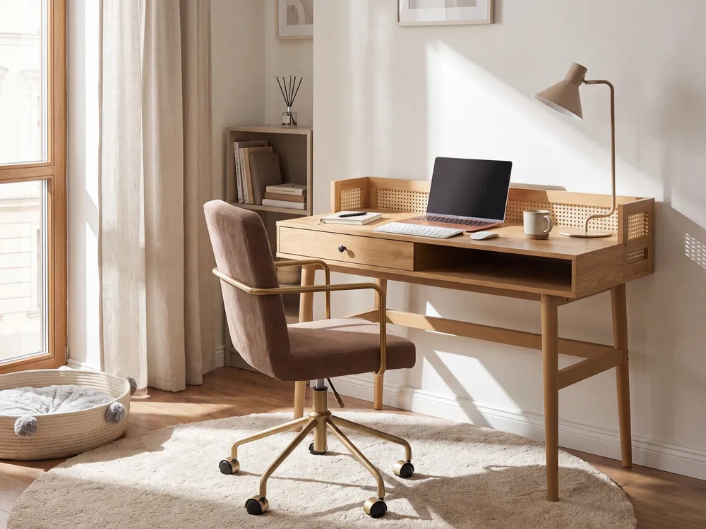 Office Desk with Memo Board NOVEN 120 cm 60 cm Light Brown