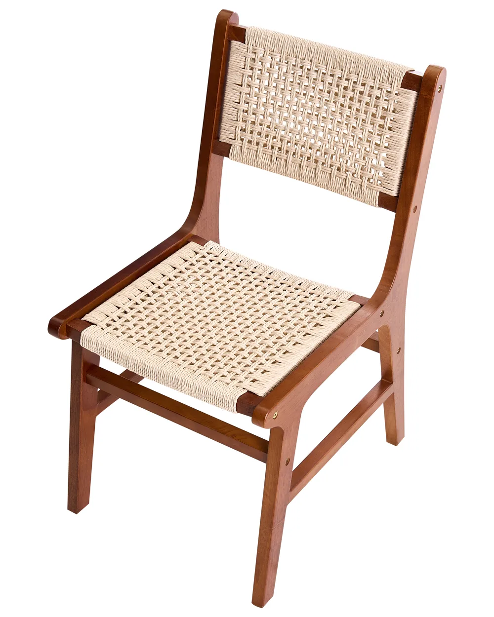 Set of 2 Dining Chairs OZELLA Wood Brown/ Beige_1064544