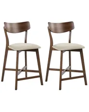 Set of 2 Bar Chairs HOLLY Wood Brown/ Beige_1060325