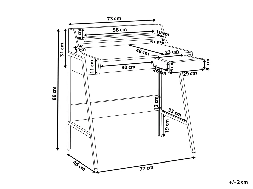 Home Office Desk with Hutch BROXTON 77 cm 46 cm White_1102767