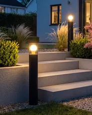 Set of 2 Outdoor Bollard Lamps ELRICK Black_1103815