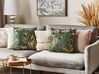 Set of 2 Decorative Cushions DAFFODIL 45 x 45 cm Velvet Emerald Green Floral Pattern