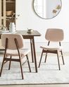 Set of 2 Dining Chairs ELAINE Boucle Dark Brown/ Beige