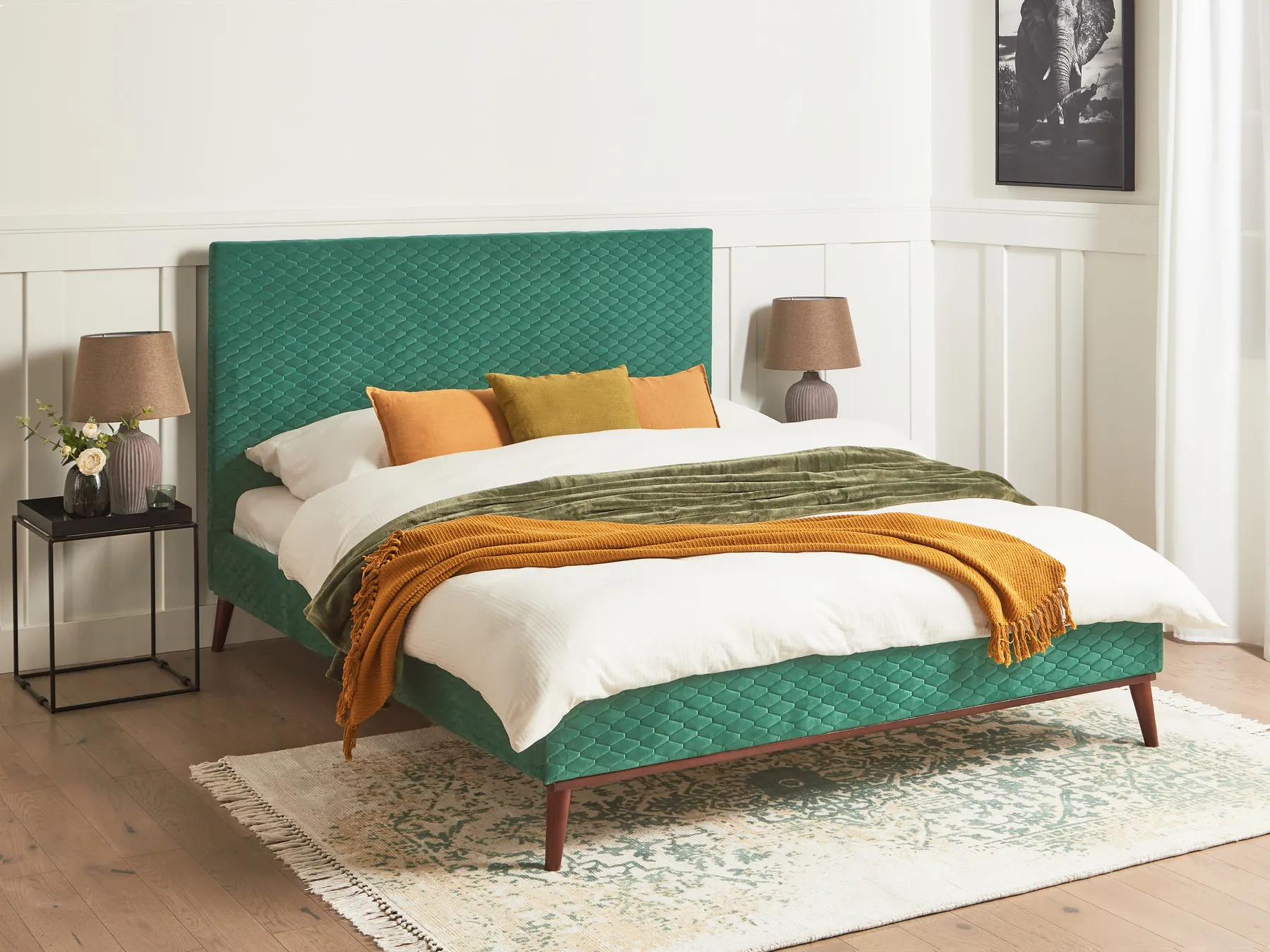Bed Velvet BAYONNE 160 x 200 cm (EU King Size) Dark Green_744028