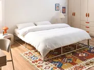 Bed without Headboard Metal VIRY 180 x 200 cm (EU Super King) Light Beige_1073036