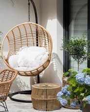 Hanging Chair with Stand ASPIO PE Rattan Natural_828655