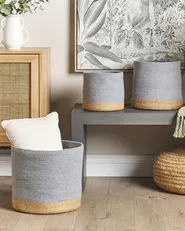 Set of 3 Baskets BASIMA Cotton Grey_846444