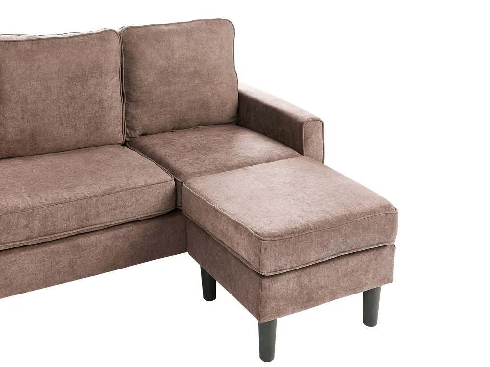 Sofa 3 Seater AVESTA with Ottoman Fabric Brown_1082558