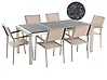 Trädgårdsmatgrupp 6-sits GROSSETO Trippelplatta Basalt Flammad Svart/ Beige