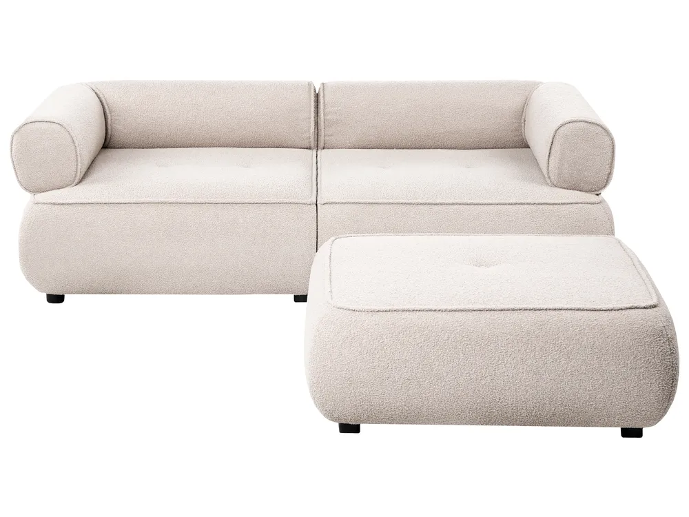 Soffa 3-sits SALLA med fotpall Bouclé Beige_1058120