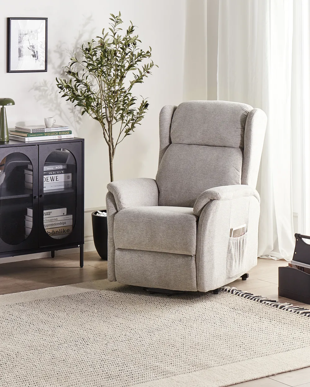 Electric Recliner Chair ELEGY with Footrest Fabric Light Grey