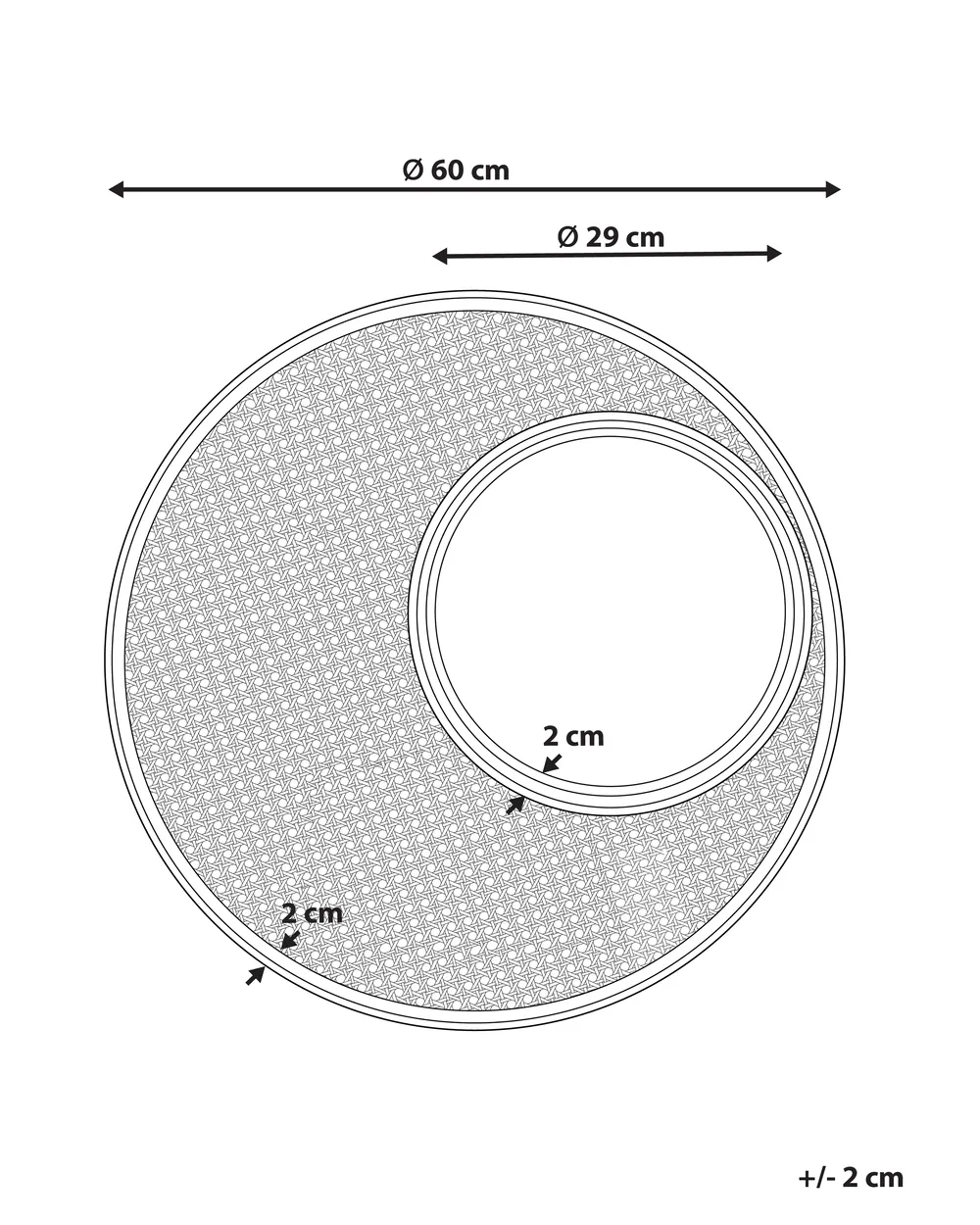Seinäpeili PALAU 60 cm 60 cm Rottinki Luonnonväri_827870