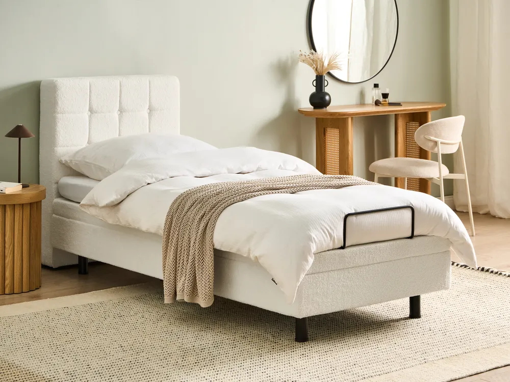 Adjustable Bed Boucle DUKE 80 x 200 cm (EU Small Single) Off-White