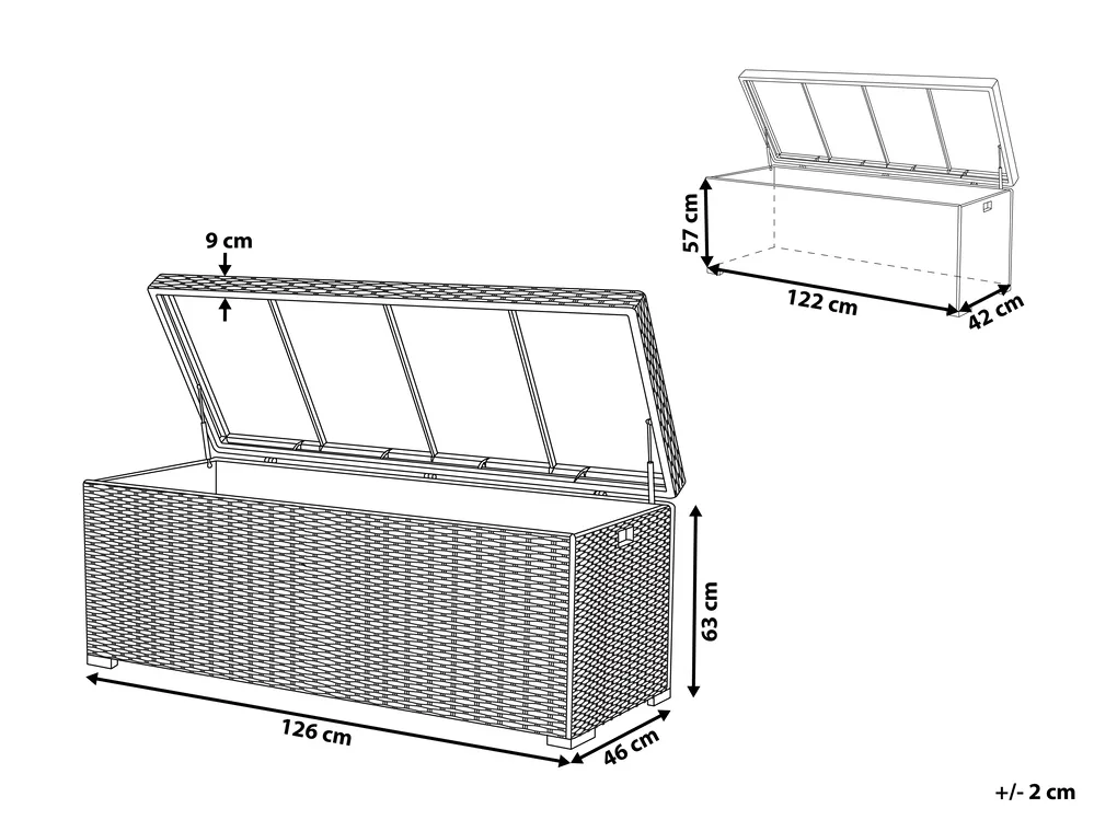 Storage Box MODENA 126 cm 46 cm PE Rattan Taupe_776509