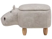 Storage Animal Stool HIPPO Hippo Faux Leather Light Grey_710409