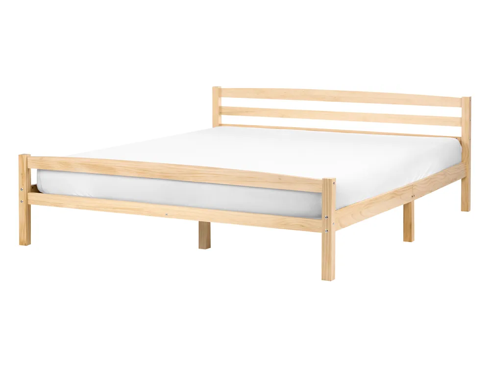 Bed Pine Wood ECHALLON 140 x 200 cm (EU Double) Light Brown
