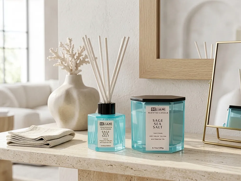 Scented Candle with Fragrance Reed Diffuser CLASSY TINT Soy Wax Fresh Notes