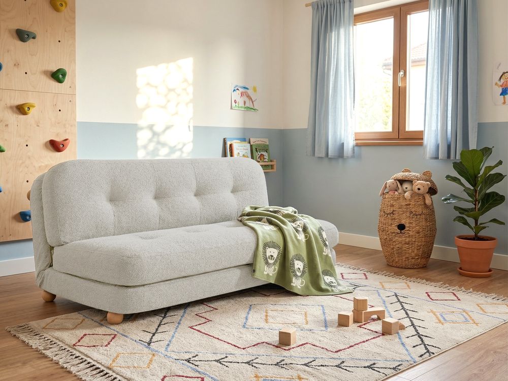 Sovesofa 2-seters ESBJERG Imitert lin Off white