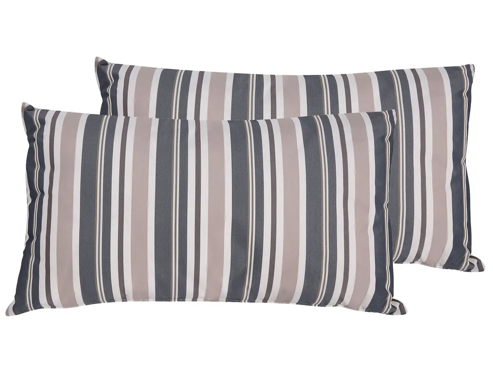 Set of 2 Outdoor Cushions KASTOS Striped 40 x 70 cm Taupe