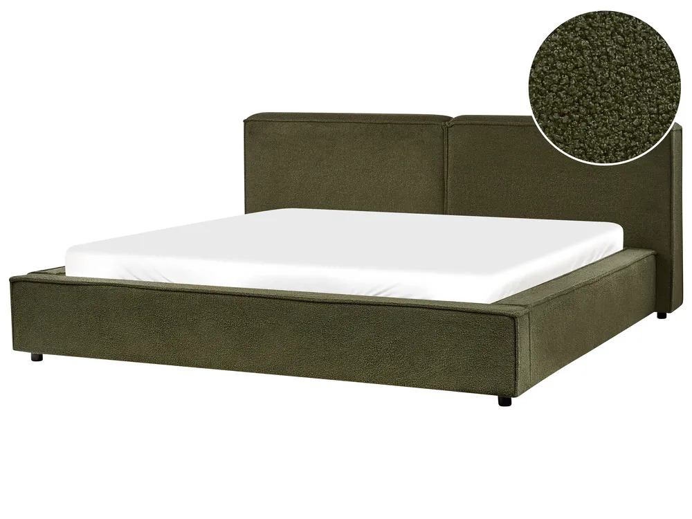 Bed Boucle LINARDS 180 x 200 cm (EU Super King) Dark Green