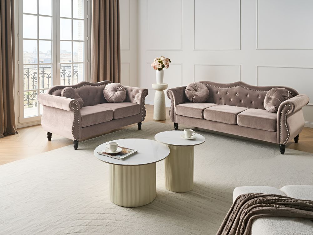 Soffgrupp 5-sits SKIEN Sammet Taupe