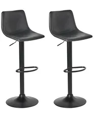 Set of 2 Bar Stools LEBRIJA Swivel Faux Leather Black_1011401
