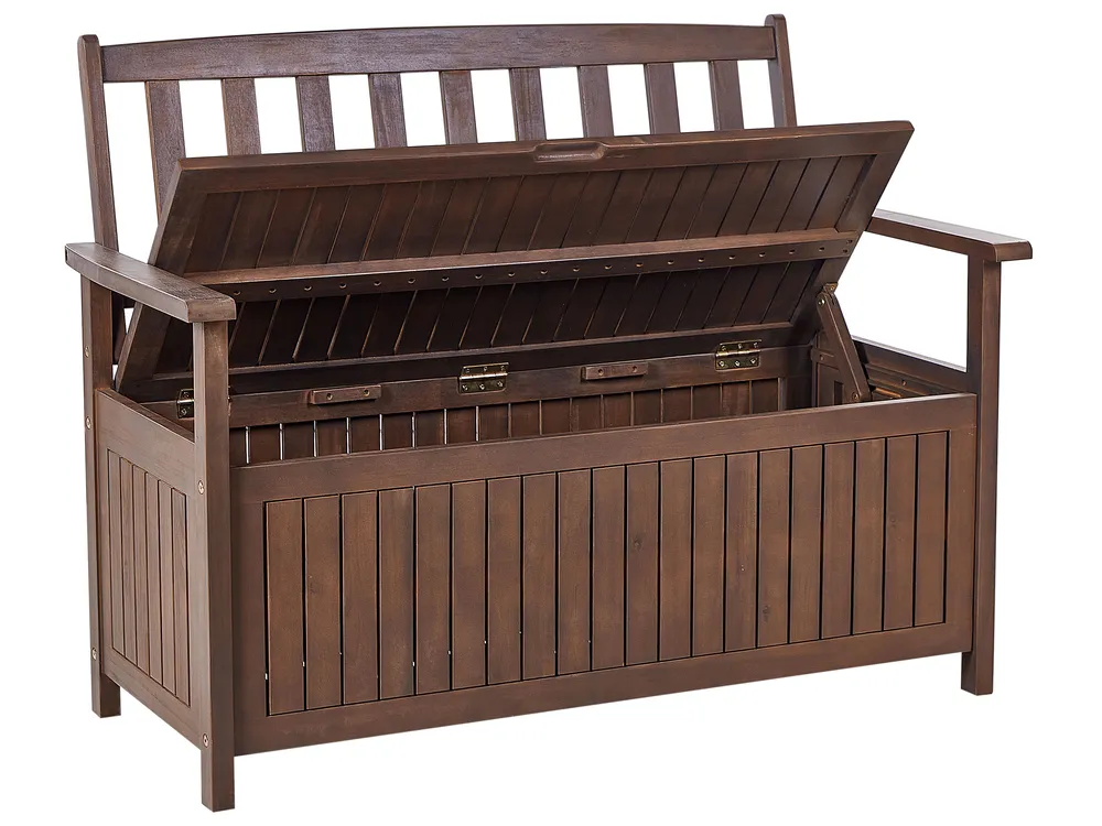 Garden Bench with Cushion SOVANA 120 cm with Storage Acacia Wood Red_882958