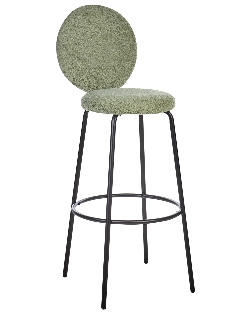 Set of 2 Bar Chairs EMERY Boucle Light Green_913949