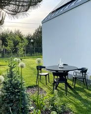 Garden Dining Table MALETTO 120 cm 120 cm Glass Black_863652