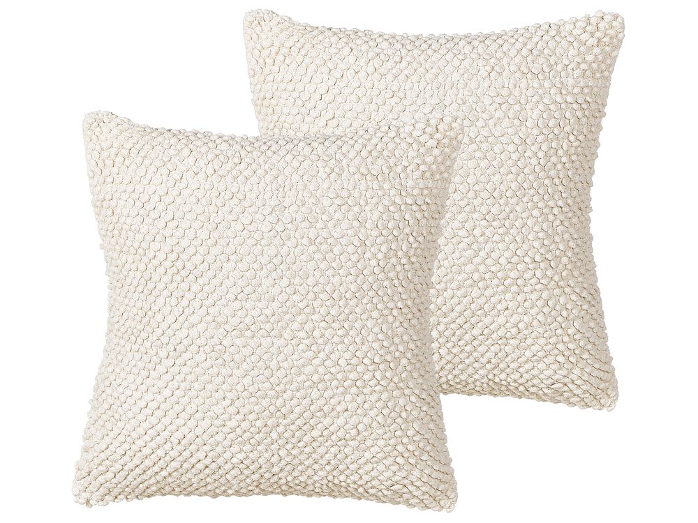 Set of 2 Decorative Cushions JOARA 45 x 45 cm Cotton Light Beige Solid