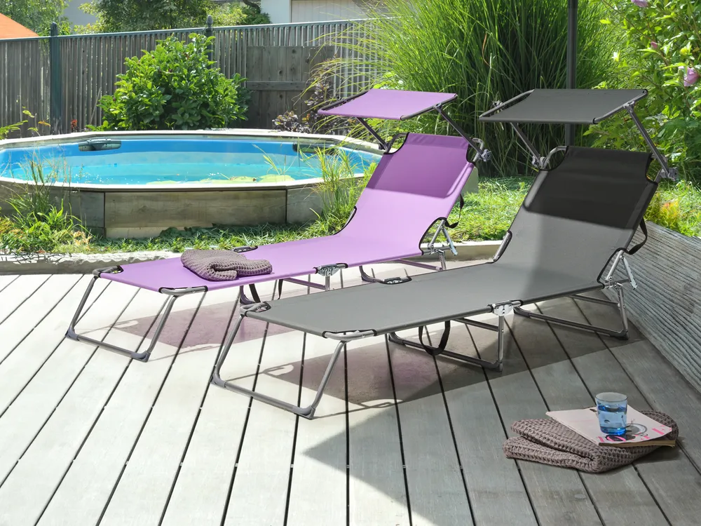 Sun Lounger FOLIGNO Reclining Metal Grey