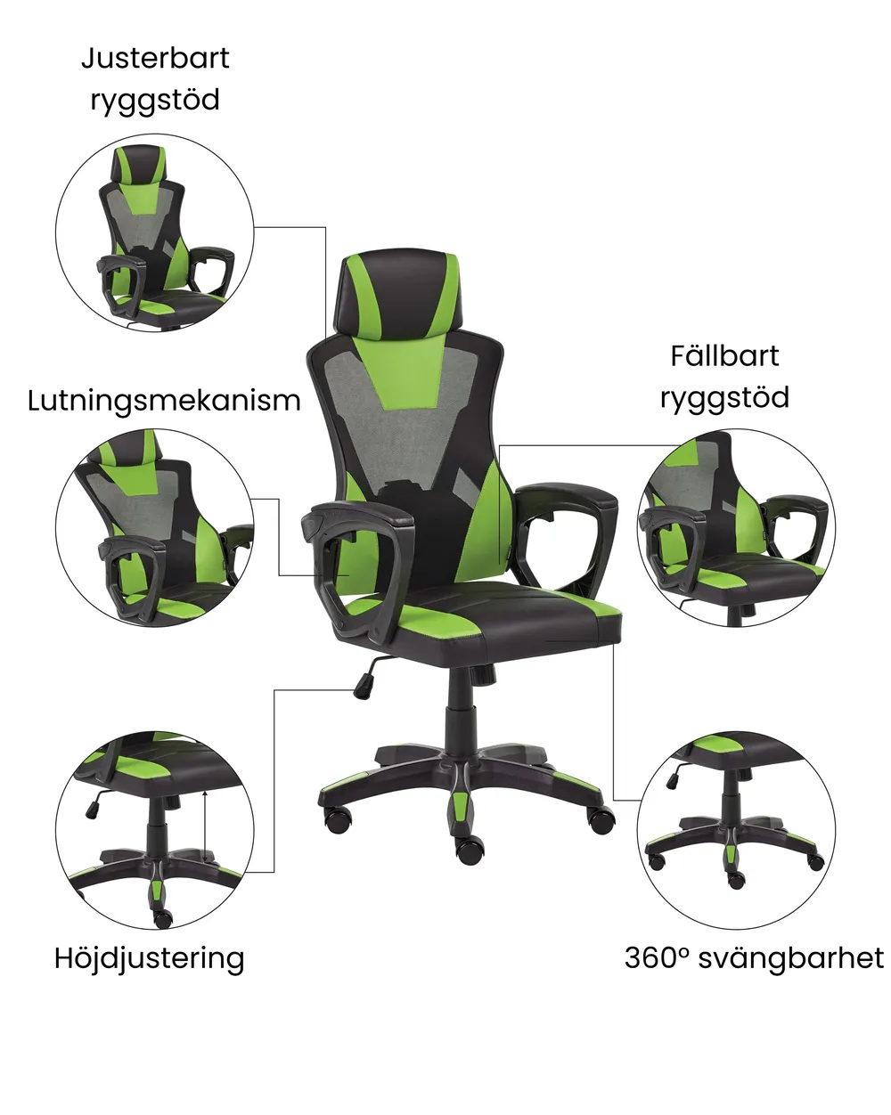 Kontorsstol IGNIS Konstläder Limegrön_1074205