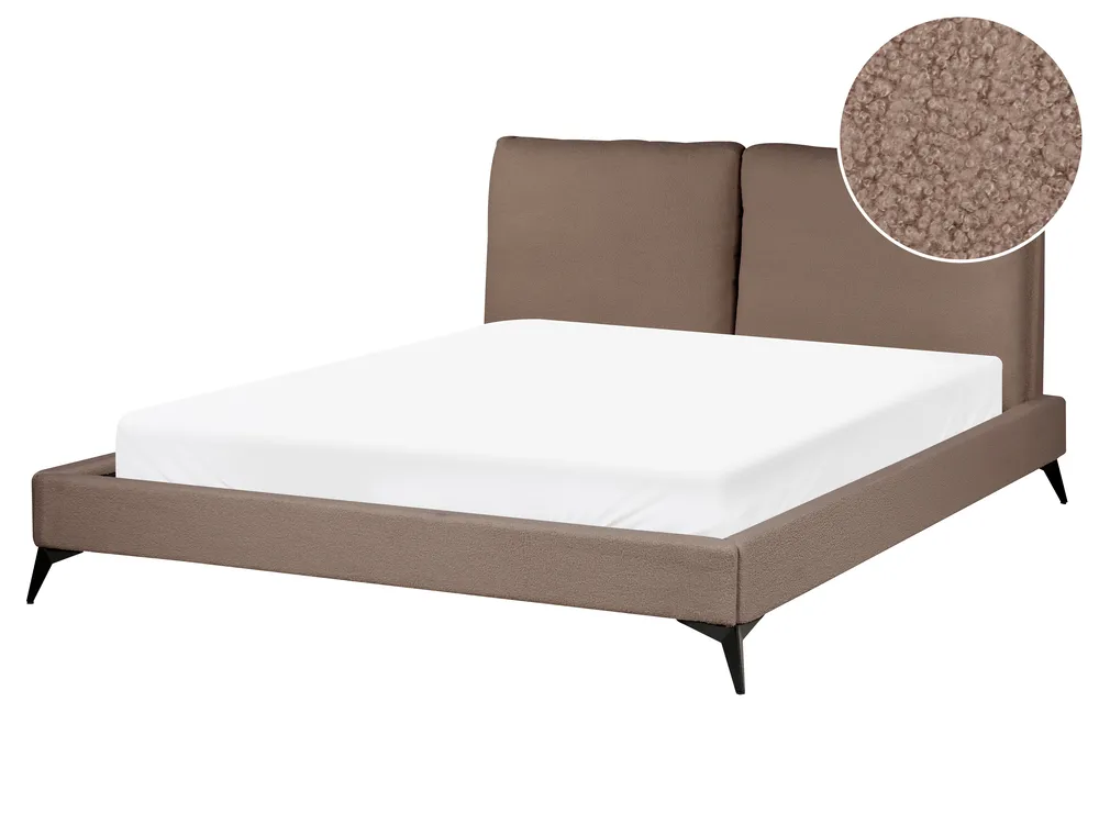 Bed Boucle MELLE 160 x 200 cm (EU King Size) Brown