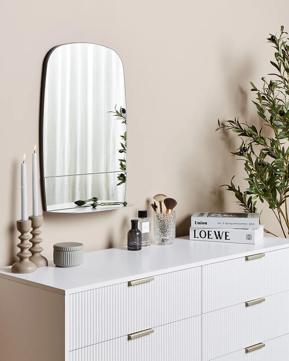 Wall Mirror with Shelf BRANNAY 40 cm 60 cm Silver_1183381